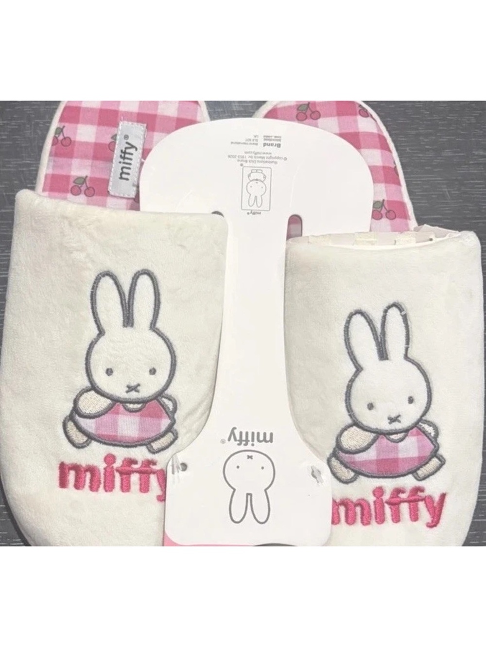 Miffy x Primark Mule Cherry Checkers Cute Slippers Size Small 5/6 New
